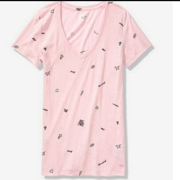 PINK Victoria's Secret Tops - Pink  victoria's secret V neck  T shirt
